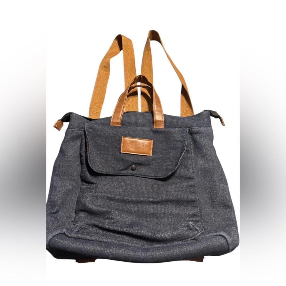 Guess dark wash denim backpack/bag tote - Picture 7 of 11
